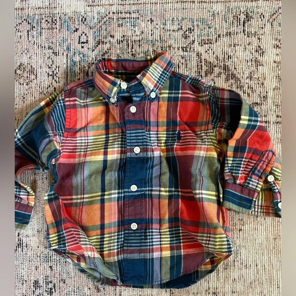 Ralph Lauren Kids Plaid Button Down Shirt - Red, Blue, Yellow